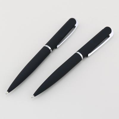 China Business Ball Pen With Logo Metal Rotating Soft Coating Soft Touch Ballpoint Pen for sale