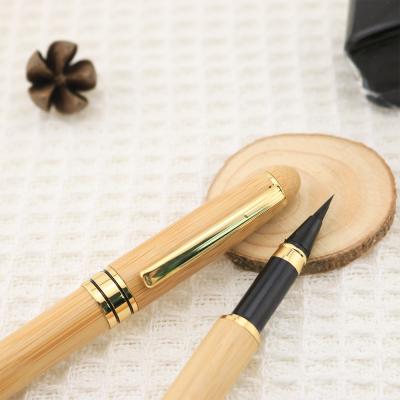 China Natural Color Creative Stationery Bamboo Barrel Pen Style Convenient Brush Pen for sale