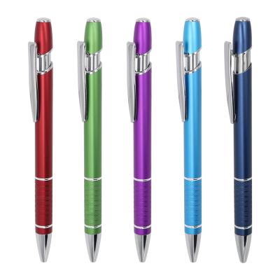 China Multi Colors Press Metal Ballpoint Pen 1.0mm Anti-Slip Pen Grip Click Ball Pen for sale