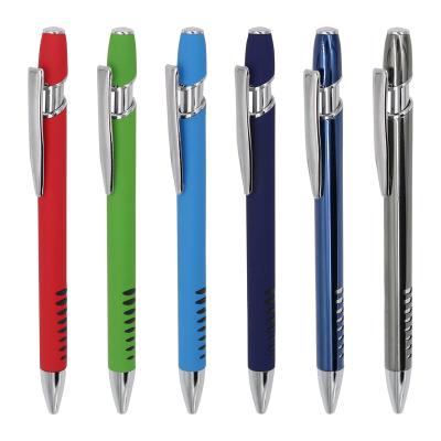 China Stylish Press Metal Ballpoint Pen Click Soft Touch Promotional Aluminum Ball Pen for sale