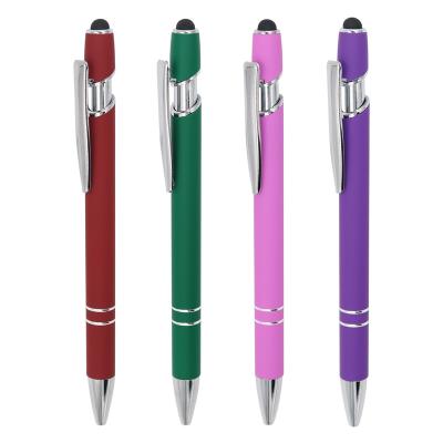 China Classical Touchscreen Metal Press Ballpoint Pen Click Stylus Tip Aluminium Ball Pen for sale