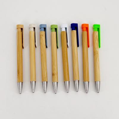 China Creative Promotional Bamboo Wood Pen 1.0mm Environmently Retractable Ballpoint Pen for sale