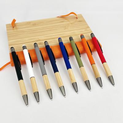 China Creativo Bamboo Grip Escuela Plástico Bolígrafo Plástico Bolígrafo de goma suave pantalla táctil Top Ball Pen en venta