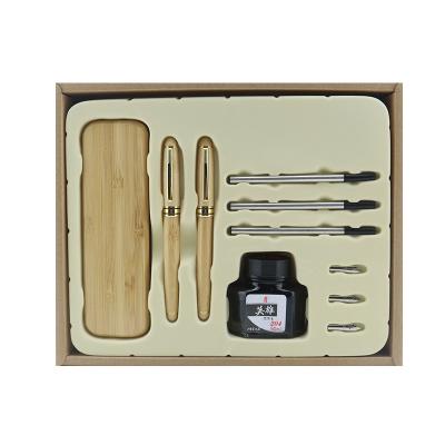 China Bamboo Holz Business Stationery Set Naturfarbe Rollen Kugelschreiber Fountain Pen Set zu verkaufen