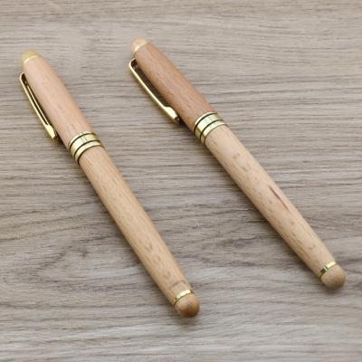 China Eco Friendly Beech Wood Fountain Pen Brass Accessories For Business Gifts Friends for sale