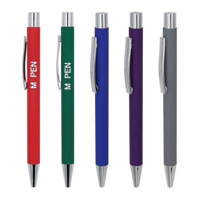 China Classy Soft Coating Metal Ball Pen 1.0mm Tip Clip Ballpoint Pen Customized Logo for sale