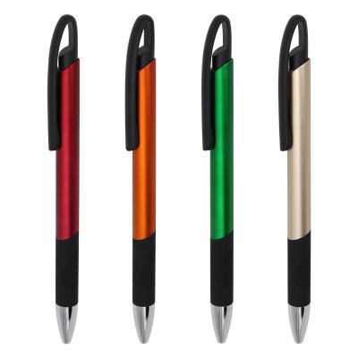 Cina Penna a sfera di alluminio classica Colorata Vernice a spruzzo Penna morbida Grip Penna da ufficio clip nera in vendita