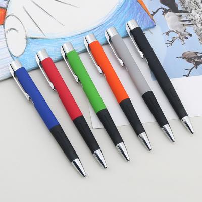 China Hot Selling Aluminum Ball Pen Soft Coating Soft Rubber Grip Smooth Writing Ballpoint Pen for sale