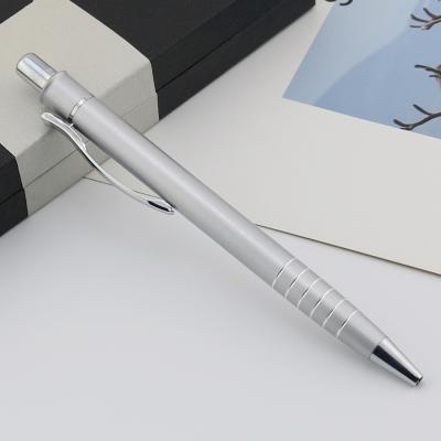 China Wholesale Metal Silver Ball Pen With Custom Logo 1.0mm Smooth Writing Pen for sale