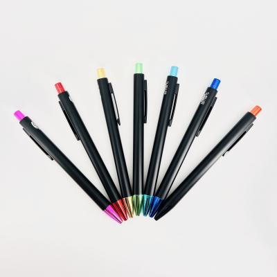 China School Stationery Simple Aluminum Press Type Ballpoint Pen Spray Painting Logo Pen for sale