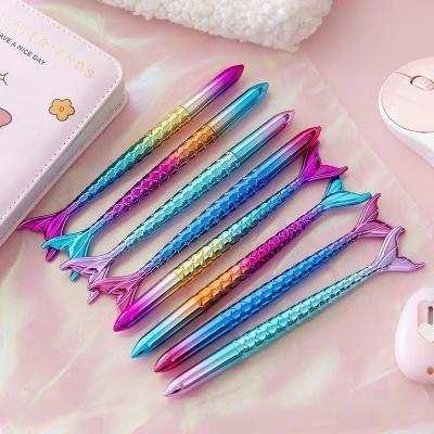 China Colorful Gradient Mermaid Neutral Pen 0.5mm UV Electroplated Girl's Heart Gel Pen for sale