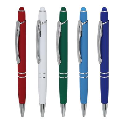 China Custom Logo Metal Touch Screen Ballpoint Pen Soft Rubber Surface Smooth Writing Ball Pen for sale