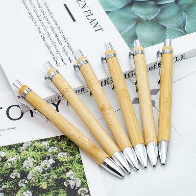 China Environmental Bamboo Ball Pen 1.0mm Natural Color Retractable Ballpoint Pen for sale