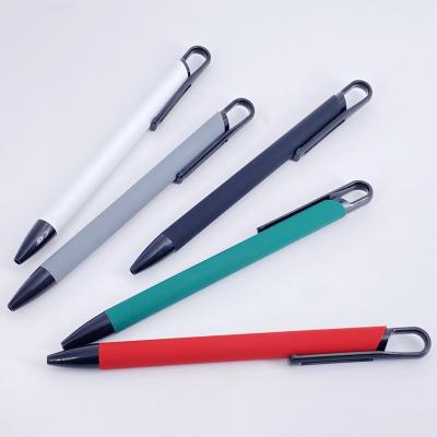 China High Quality Soft Rubber Business Ballpoint Pen Simple Press Ball Pen With Clip for sale