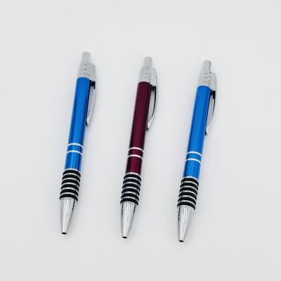 China Classical Aluminum Anti Slip Pressing Ballpoint Pen With Printing logos for sale