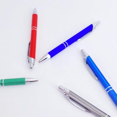 China Luxury Matte Aluminum Barrel Ball Pen Press-Type Ballpoint Pen for sale