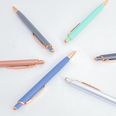 China Colorful Aluminum Ball Pen Press Ballpoint Pen School Office Stationary for sale