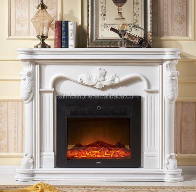 China Fashionable Appearance Custom White Marble Fireplace TV Stands Fireplace Marble Table Personal Fireplaces for sale