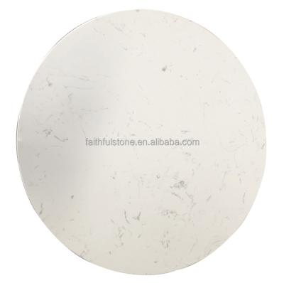 China Wholesale Durable Round Quartz Countertop Coffee Table Top White Artificial Marble Dining Table Tops for sale