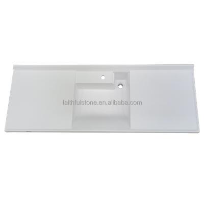 China Eco-friendly Wholesale White Artificial Stone Countertop Basin Bathroom Sink for sale