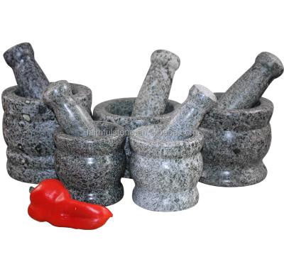 China Viable Wholesale Gray Granite Garlic Pepper Crusher Stone Mortar and Pestle for sale