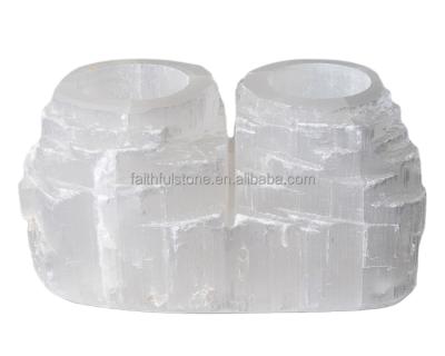 China ECO-frendly natural white gypsum stone candle holders candle holders in reasonable price and high quality for sale