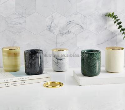 China Sustainable Wholesale Natural Marble Stone Toothbrush Cup For Hotel Family Bathroom for sale