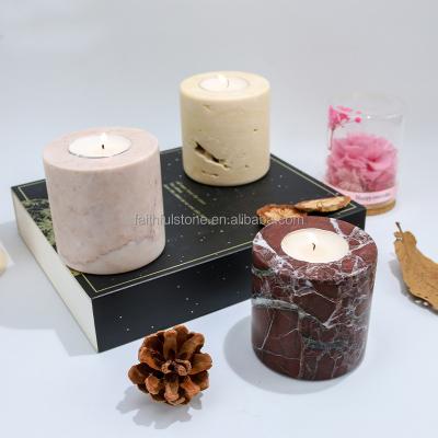 China Wholesale Eco-friendly Natural Marble Candle Holder Antique Candle Holder Custom Marble Candle Holders for sale