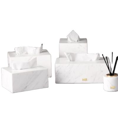 China Eco - Friendly Marble Tissue Box For Office Living Room Bedroom Table Bathroom In Reasonable Price for sale