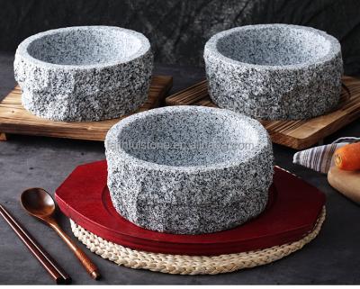 China Viable Wholesale Decorative Korean Granite Dining Table Basin Lava Stone Granite Bowl for sale