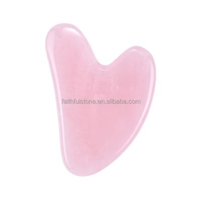 China Globe Private Label Crystal Rose Quartz Jade Facial Skin GuaSha Tool Gua Sha Healing Custom Scratch Stone for sale