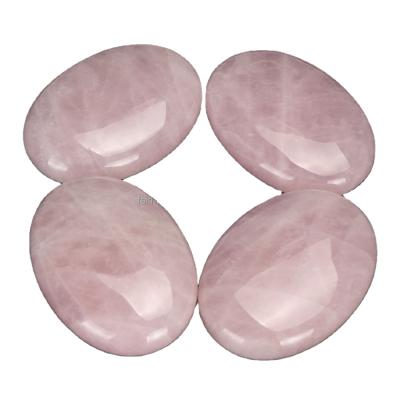 China Wholesale Custom Natural Healing Globe Rose Massage Stone Stone Rose Quartz Crystal Palm Stone 50x70x20mm for sale