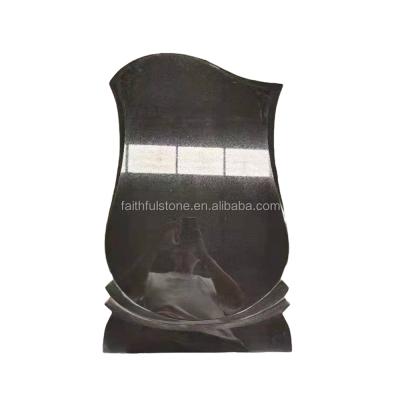 China Wholesale Durable Black Granite Tombstone Headstone Majestic Design Granite Headstones For Cemetery for sale