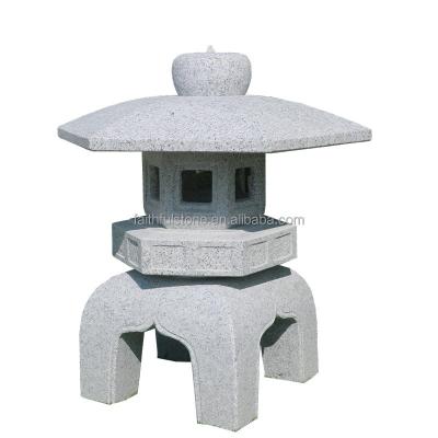 China Strong Durability Light Gray Granite Lantern Stone Carving Lanterns For Outdoor Garden Decoration for sale