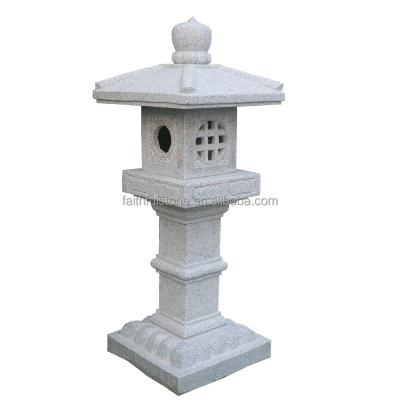 China Strong Durability Factory Direct Japanese Style Granite Lanterns Gray Stone Carving Lanterns For Outdoor Garden for sale