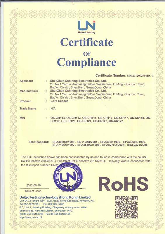 RoHS - Shenzhen Oshining Electronics Co., Ltd.