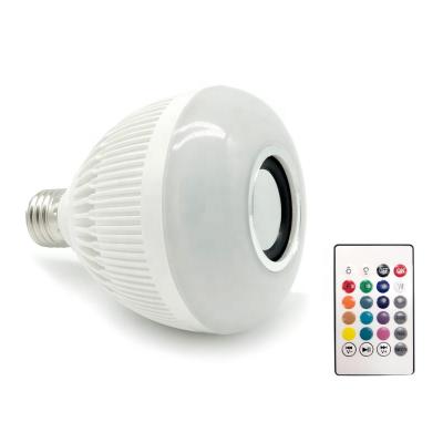 China Phone Function LED Light Bulb Speaker RGB Music Bulb E27 12W LED Smart Remote Control Mini Speaker BT Bulb for sale