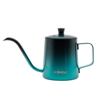 China WITH LID 304 Black Stainless Steel 600ml Stainless Steel Drip Coffee Kettle High Quality Portable Green Pouring Water Teapot) ( for sale