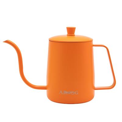 China WITH LID stainless steel kettle drip pour espresso brew orange 600ml coffee pot gooseneck kettle for sale