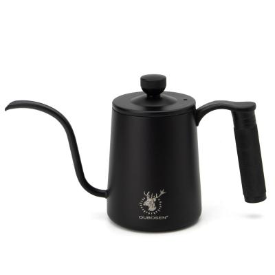 China WITH LID Stainless Steel Kettle Drip Pour Espresso Brew Matte Coffee 700ml Pot Gooseneck Kettle Black for sale