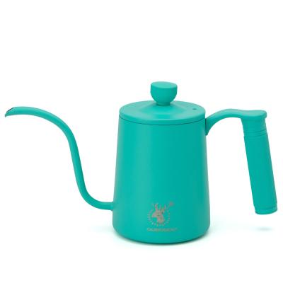 China WITH LID Stainless Steel Kettle Drip Pour Espresso Brew Coffee 700ml Pot Gooseneck Kettle Light Green for sale