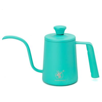 China WITH LID green700ml (SUS304) light pour kettle high quality portable drip coffee teapot water for sale