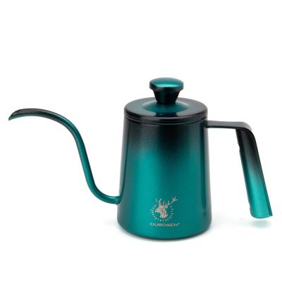 China WITH LID 304 Black Stainless Steel 700ml High Quality Portable Green Pouring Kettle Drip Coffee Teapot) ( for sale