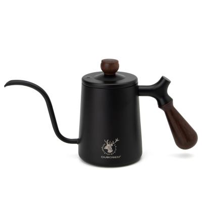 China WITH LID Stainless Steel Kettle Drip Tea and Water Drip Over Espresso Brew 700ml Matte Black Coffee Kettle Gooseneck Kettle for sale