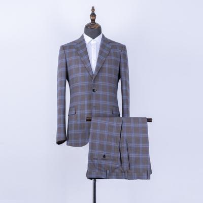 China Sale Plus Size Dark Gray Plaid Plus Size Factory Dry Cleaning Custom Made Business Men Suit for sale