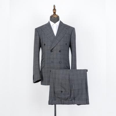 China Wholesale Anti-Wrinkle Dark Gary Plaid Business Groom Custom Suits High Cost Performance for sale