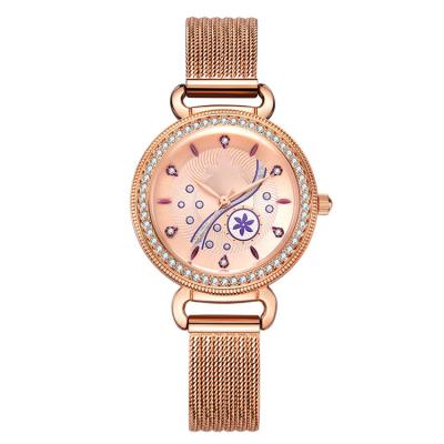 China Best Saling 3ATM Water Resistant Ladies Crystal Wrist Watch Luxury Stainless Steel Mesh Women Watches for sale