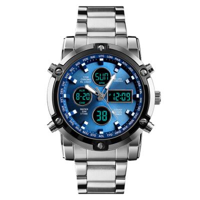 China Newest Analog-Digital Watch Dual Alarm Design Display 48mm Big Face Stainless Steel Man Watches for sale