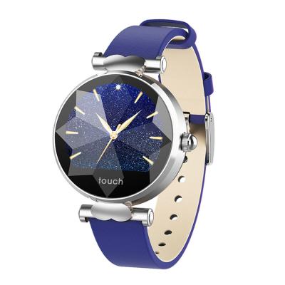 China Genuine Touch Screen Fashion Charm Leather Strap Lady Smartwatch Health Sport Women Smart Watch for sale