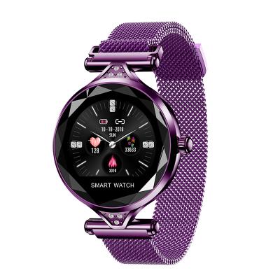 China Luxury Touch Screen Fashion Women H1 Smart Watch Diamond Glass PPG Heart Rate Blood Pressure Ladies Smartwatch for sale